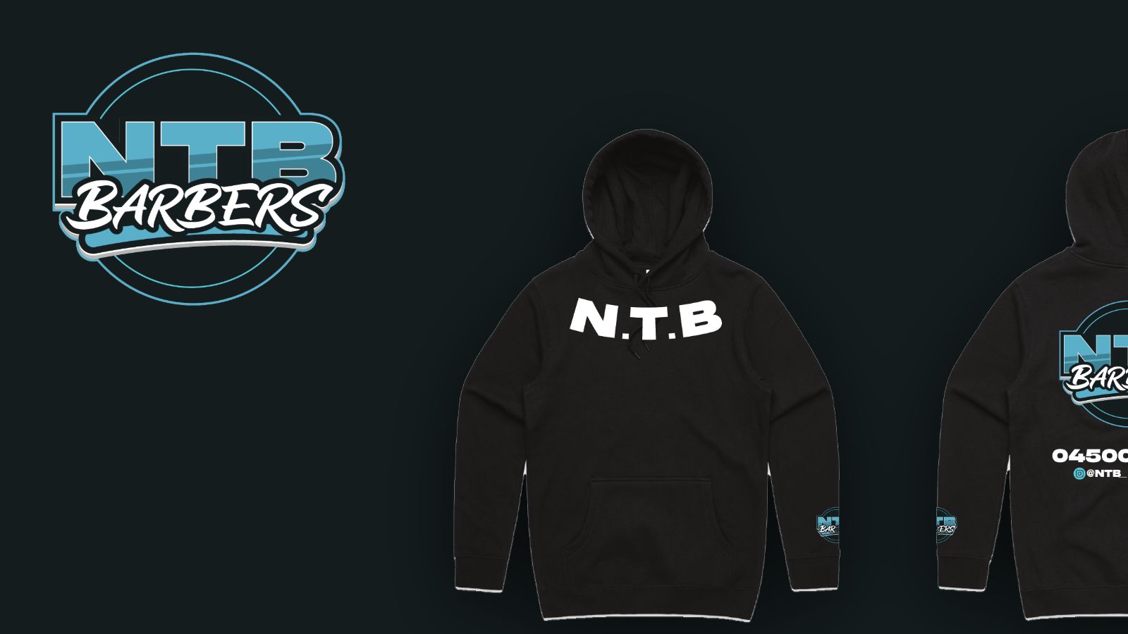 NTB Barbers brand identity and merch