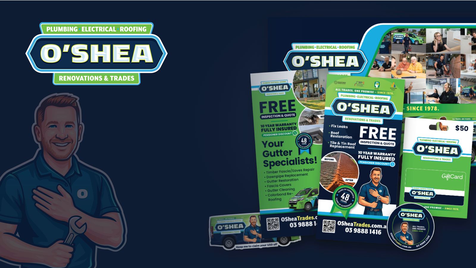 O'Shea Trades marketing collateral suite