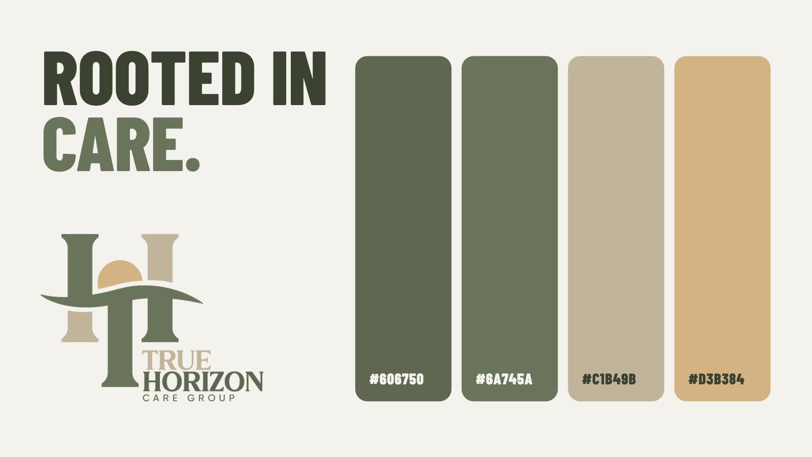 True Horizon Care Group logo and colour palette