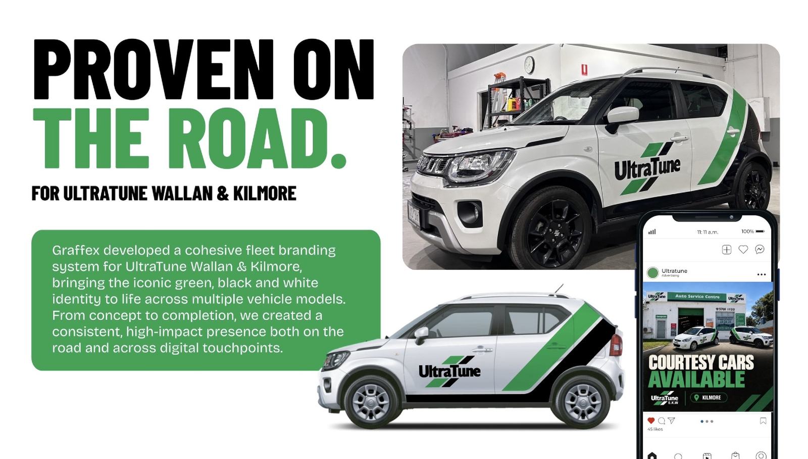 Ultra Tune courtesy cars outside the Kilmore workshop