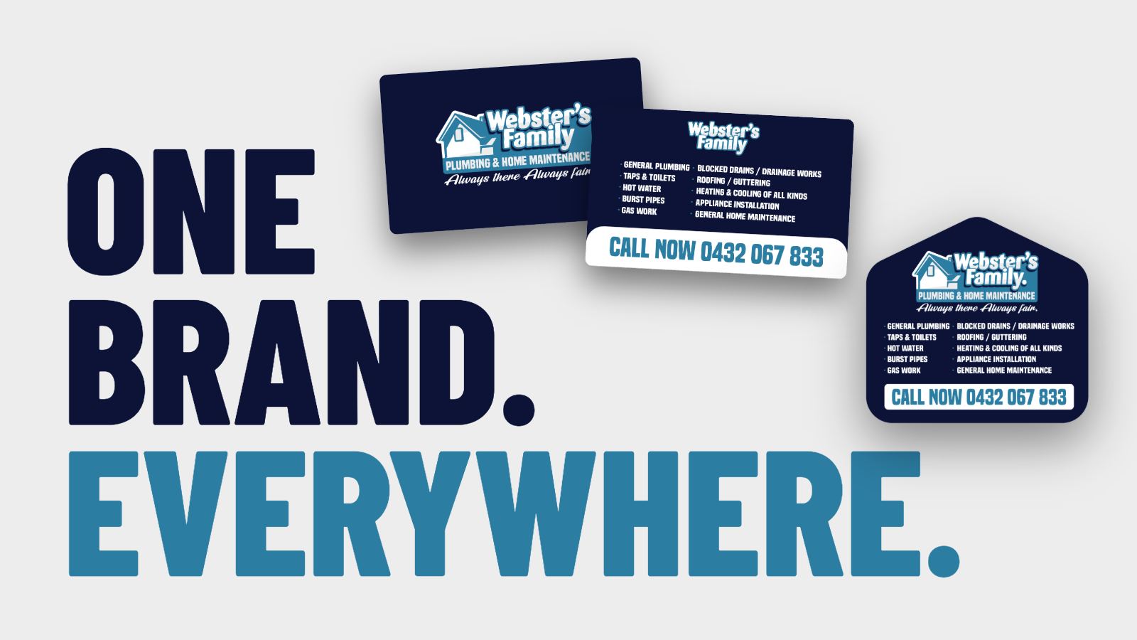 Webster's Family Plumbing business cards and magnets